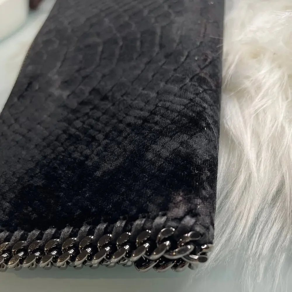 Stella McCartney fallabella black velvet python wallet